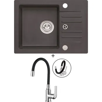 Granitový dřez Granitový dřez SET Alveus CORTINA 40 black 91 + Kuchinox ELZA BKE 761 chrom/černá