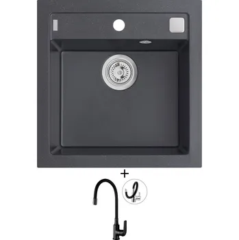 Granitový dřez Granitový dřez SET Alveus FORMIC 20 black 91 + Kuchinox ELZA BKE B61D černá matná