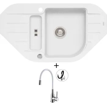 Granitový dřez Granitový dřez SET Alveus NIAGARA 60 white 11 + Alveus MINTAS chrom/bílá
