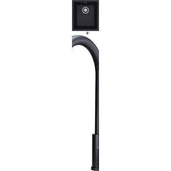 Granitový dřez Dřez pod desku SET Alveus OMNI 10 černá matná + Deante LIMA N72M černá matná