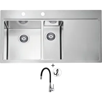 Nerezový dřez Nerezový dřez SET Alveus PURE 60 nerez odkap vpravo + Alveus MINTAS chrom/černá