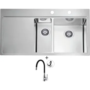 Nerezový dřez Nerezový dřez SET Alveus PURE 60 nerez odkap vlevo + Alveus MINTAS chrom/černá