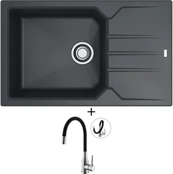 Granitový dřez Granitový dřez SET Alveus RECORD 40 black 91 + Alveus MINTAS chrom/černá