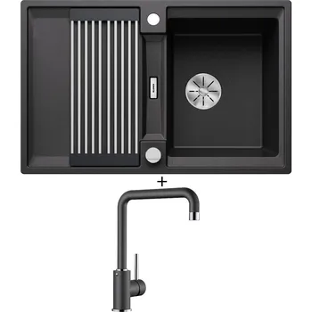 Granitový dřez Granitový dřez SET Blanco ADIRA 45 S antracit s excentrem 527586 + Blanco MILI antracit 523103