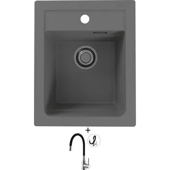 Granitový dřez Granitový dřez SET Alveus ATROX 10 beton 81 + Alveus MINTAS chrom/černá