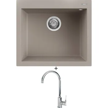 Granitový dřez Granitový dřez SET Elleci QUADRA 105 G43 tortora + Elleci C01 CADDY chrom