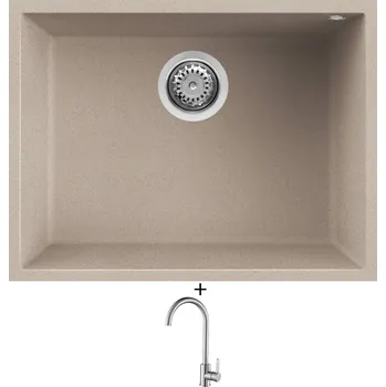 Granitový dřez Dřez pod desku SET Elleci QUADRA 110 UM G51 avena + Laveo BONA BAB 268D nerez