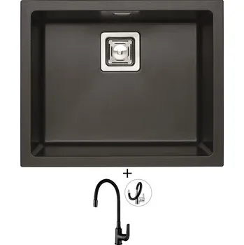 Granitový dřez Dřez pod desku SET Alveus QUADRIX 50 U twilight 05 + Kuchinox ELZA BKE B61D černá matná