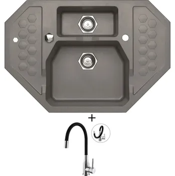 Granitový dřez Granitový dřez SET Alveus SENSUAL 60 steel 04 + Alveus MINTAS chrom/černá