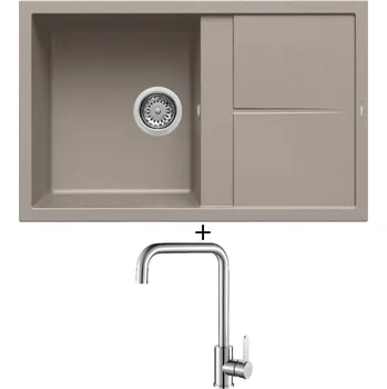 Granitový dřez Granitový dřez SET Elleci UNICO 300 G43 tortora + Laveo BONA BAB 265D nerez