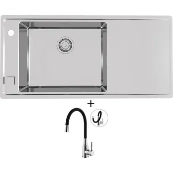 Nerezový dřez Nerezový dřez SET Alveus STRICTO 30 nerez odkap vpravo + Alveus MINTAS chrom/černá