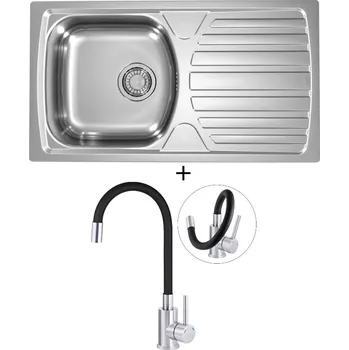 Kuchyňský dřez Nerezový dřez SET Alveus BASIC 170 fi 90 nerez + Deante NEO LUNO BOC B720 nerez