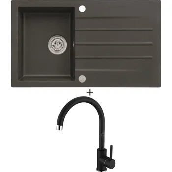 Granitový dřez Granitový dřez SET Alveus CORTINA 130 black 91 + Alveus TONIA black 91