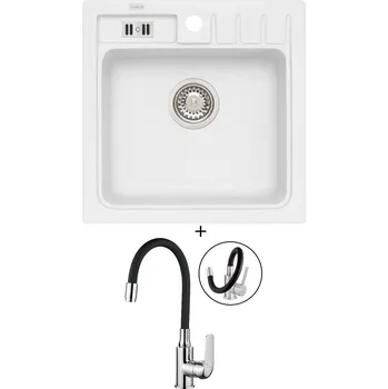 Granitový dřez Granitový dřez SET Alveus NIAGARA 20 white 11 + Kuchinox ELZA BKE 761 chrom/černá