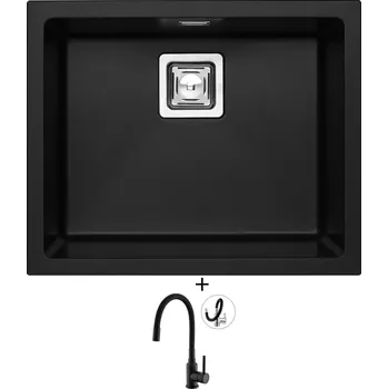 Granitový dřez Granitový dřez SET Alveus QUADRIX 50 černá matná + Alveus MINTAS černá matná