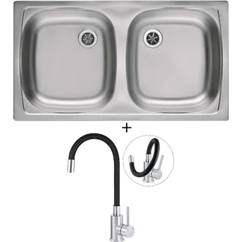 Nerezový dřez Nerezový dřez SET Alveus BASIC 160 1 1/2 nerez + Deante NEO LUNO BOC B720 nerez