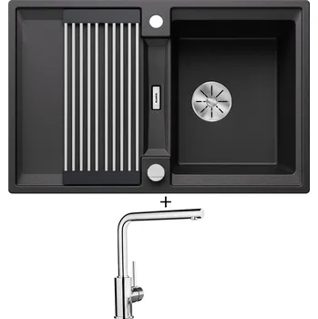 Granitový dřez Granitový dřez SET Blanco ADIRA 45 S antracit s excentrem 527586 + Blanco MILA chrom 519414