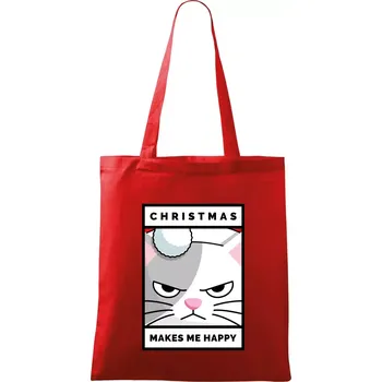 Christmas makes me happy - Taška bavlněná - 42 x 38 cm ( Červená )