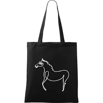 Kůň kreslený - Taška bavlněná - 42 x 38 cm ( Černá )