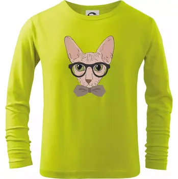Dětská móda Hipster sphynx - Triko dětské Long Sleeve - 104-110cm / 3-4 roky ( Limetková )