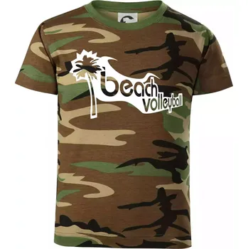 Chlapecké oblečení Beach volleyball obrys - Dětské maskáčové triko - 134 cm/8 let ( Hnědý maskáč )