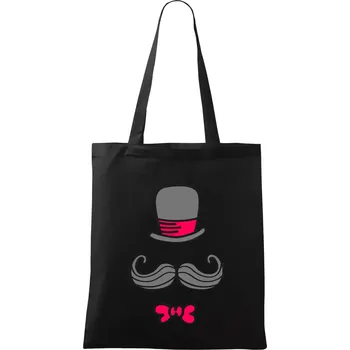 Nákupní taška Kitty Mustache - Taška bavlněná - 42 x 38 cm ( Černá )