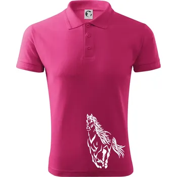 Pánská košile Kůň běžící - Polokošile pánská Pique Polo 203 - 4XL ( Purpurová )