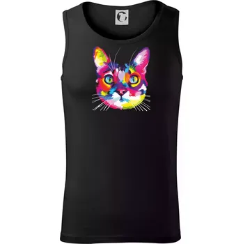 Pánské termoprádlo Kočka duhová hlava - Tílko pánské Core - XL ( Černá )