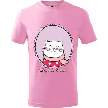 Pyšná kočka fialová - Tričko dětské bavlněné - 122 cm/6 let ( Růžová )