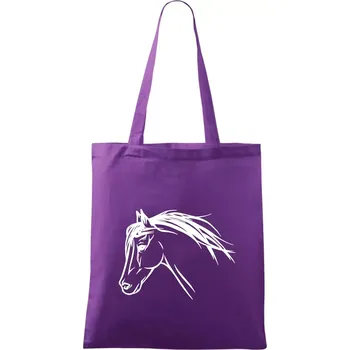 Kůň - hlava celá - Taška bavlněná - 42 x 38 cm ( Fialová )