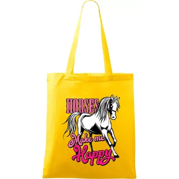 Horses Make me Happy - Taška bavlněná - 42 x 38 cm ( Žlutá )