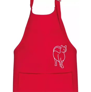 Kuchyňská zástěra Ladná kočka - Dětská zástěra na vaření - Univerzální velikost ( Červená )