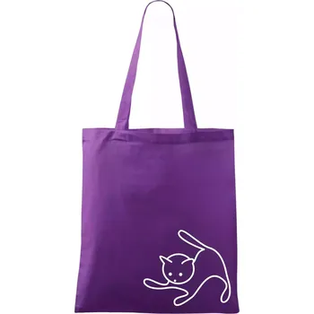 Kočka si hraje - Taška bavlněná - 42 x 38 cm ( Fialová )
