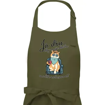 Kuchyňská zástěra Já dřu, aby moje kočka mohla relaxovat - Dámská zástěra na vaření - Univerzální velikost ( Khaki )