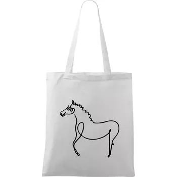 Kůň kreslený - Taška bavlněná - 42 x 38 cm ( Bílá )