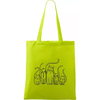 Kočičí rodina - Taška bavlněná - 42 x 38 cm ( Limetková )