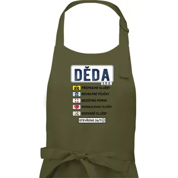 Kuchyňská zástěra Děda sro služby - Pánská zástěra na vaření - Univerzální velikost ( Khaki )