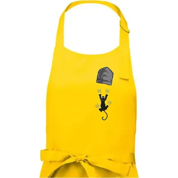 Kuchyňská zástěra Kočka vypadla z kapsy - Dámská zástěra na vaření - Univerzální velikost ( Žlutá )