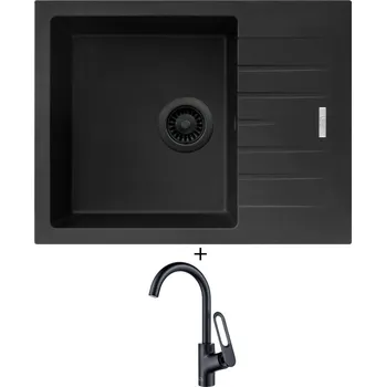 Granitový dřez Granitový dřez SET Sinks PERFECTO 650 černá edice + Laveo TIERRA BAJ 768D černá matná