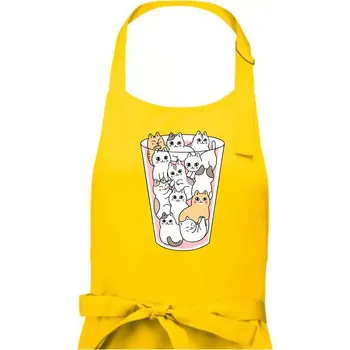 Kuchyňská zástěra Kočky ve sklenici - Pánská zástěra na vaření - Univerzální velikost ( Žlutá )