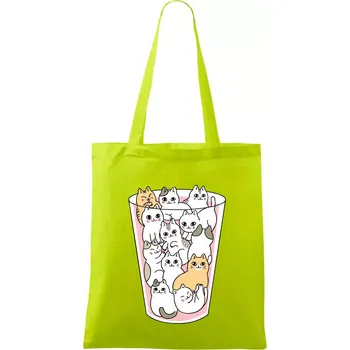 Kočky ve sklenici - Taška bavlněná - 42 x 38 cm ( Limetková )