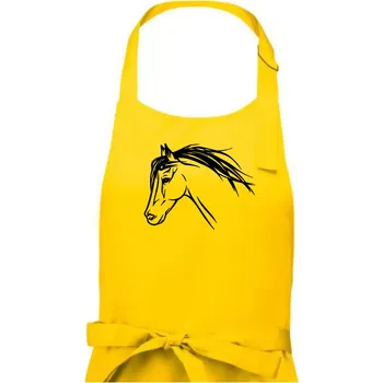 Kuchyňská zástěra Kůň - hlava celá - Dámská zástěra na vaření - Univerzální velikost ( Žlutá )