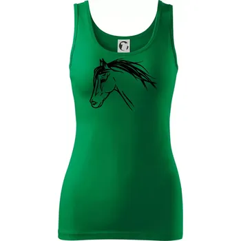 Dámské tričko Kůň - hlava celá - Dámské tílko - 2XL ( Středně zelená )
