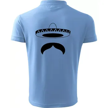 Pánská košile Mexican Mustache - Polokošile pánská Pique Polo 203 - 4XL ( Pyžamově světlá modrá )