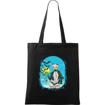 Nákupní taška Cat modrý plakát - Taška bavlněná - 42 x 38 cm ( Černá )