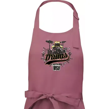 Kuchyňská zástěra Drums - kreslené bubny - Pánská zástěra na vaření - Univerzální velikost ( Starorůžová )