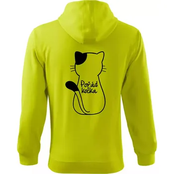 Pánská mikina Pořád kočka - Mikina s kapucí na zip trendy zipper - 3XL ( Limetková )