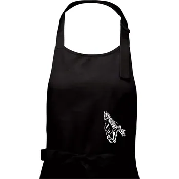 Kuchyňská zástěra Kůň běžící - Pánská zástěra na vaření - Univerzální velikost ( Černá )