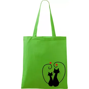 Nákupní taška Kočky - Zamilovaný pár - Taška bavlněná - 42 x 38 cm ( Apple Green )
