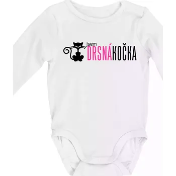 Jsem drsná kočka - Body kojenecké s dlouhým rukávem - Dlouhý r. do 3 měs ( Bílá )